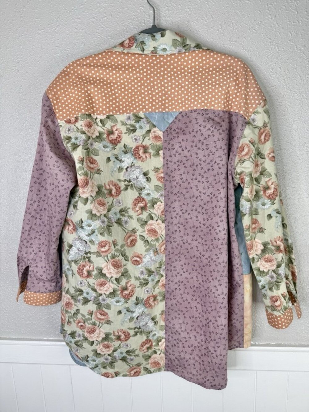 Cottagecore Floral Patchwork Open Front Shirt Top Grannycore Grandma Shabby Chic - Picture 10 of 10